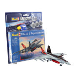 KIT PARA MONTAR REVELL MODEL SET AVIÃO F/A-18 E SUPER HORNET 1/144 63 PEÇAS COMPLETO COM TINTAS COLA E PINCEL REV 63997